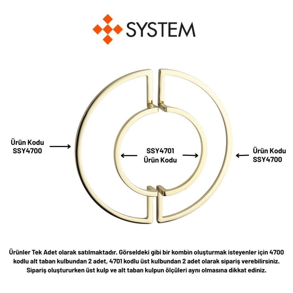 System 4701 Gold Renk Modern Yarım Kulp 96 mm (SY4701 0096 GL)