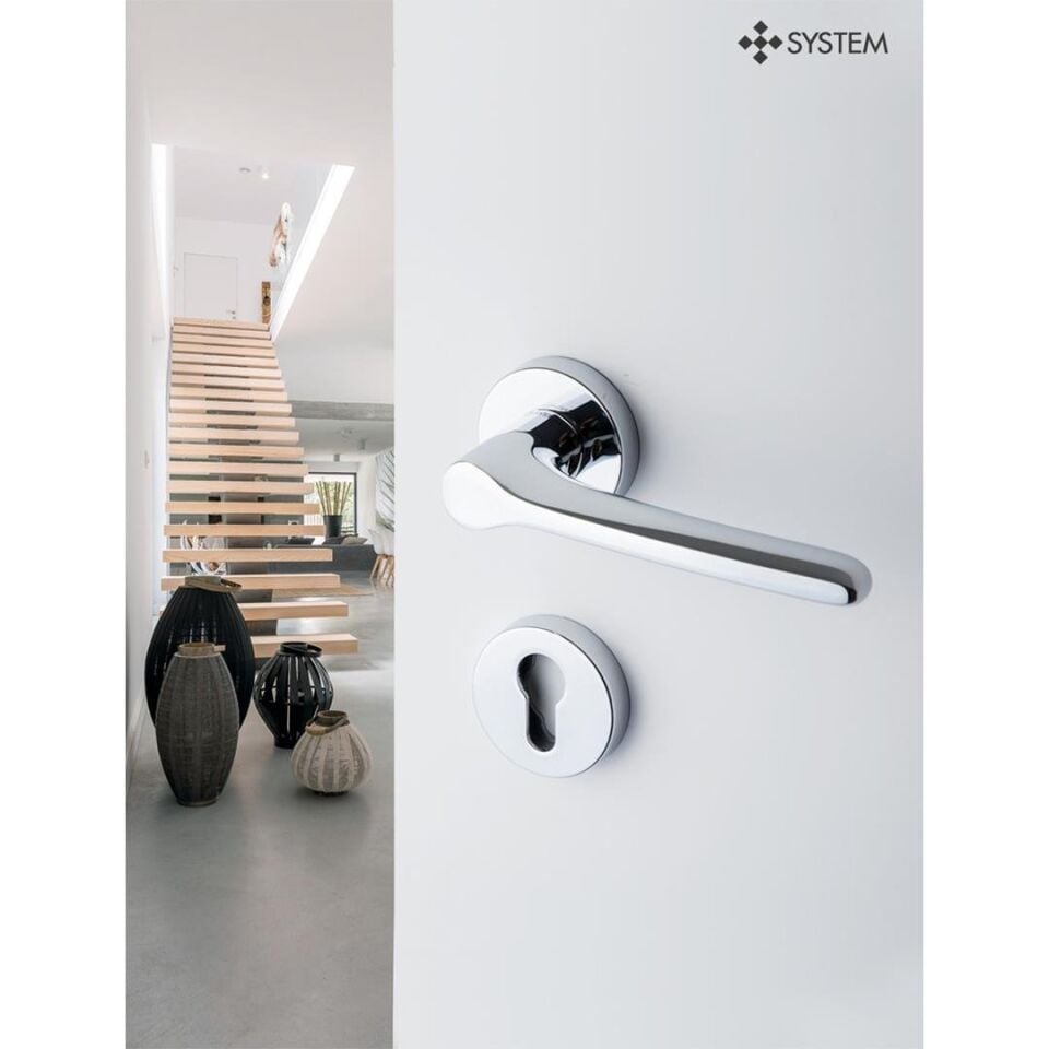 System METIS Rozetli Kapı Kolu Krom Renk (HA174RO12 CR)