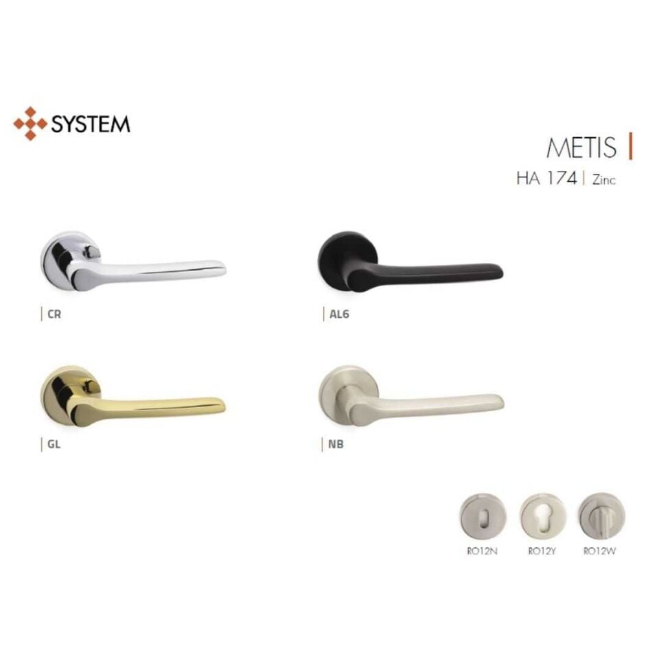 System METIS Rozetli Kapı Kolu Krom Renk (HA174RO12 CR)