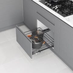 Kapağa Monte Çift Açılım Gizli Raylı Çekmece