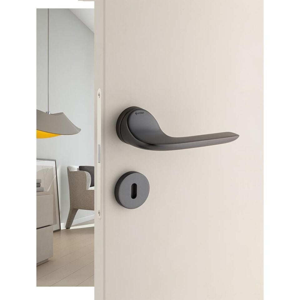 System FORTUNA Rozetli Kapı Kolu Füme Renk (HA136RO12 BBN)