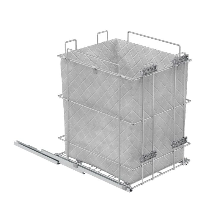 Gizli Raylı Çamaşır Sepeti 300 mm Krom - 400 mm