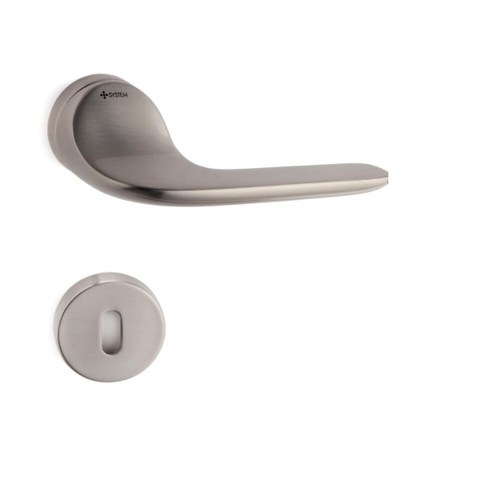 System FORTUNA Rozetli Kapı Kolu Nikel Saten Renk (HA136RO12 NB)