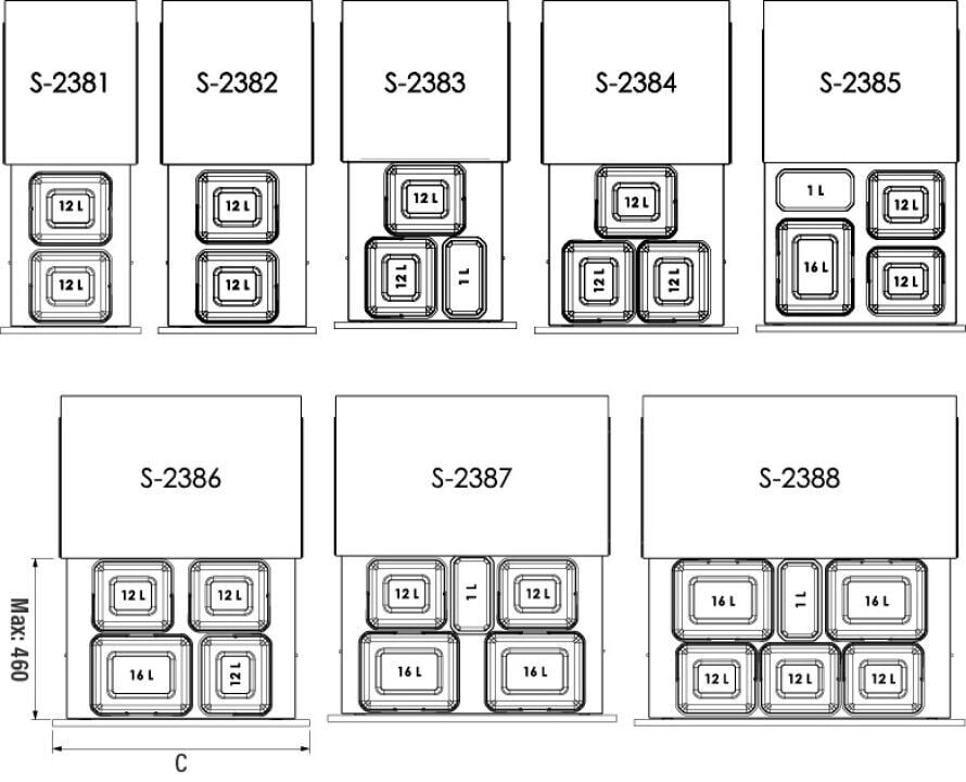 Kapağa Monte Çöp Kovası Frenli 450 mm