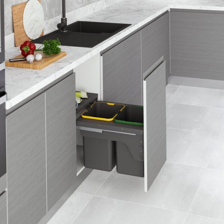 Kapağa Monte Çöp Kovası Frenli 450 mm