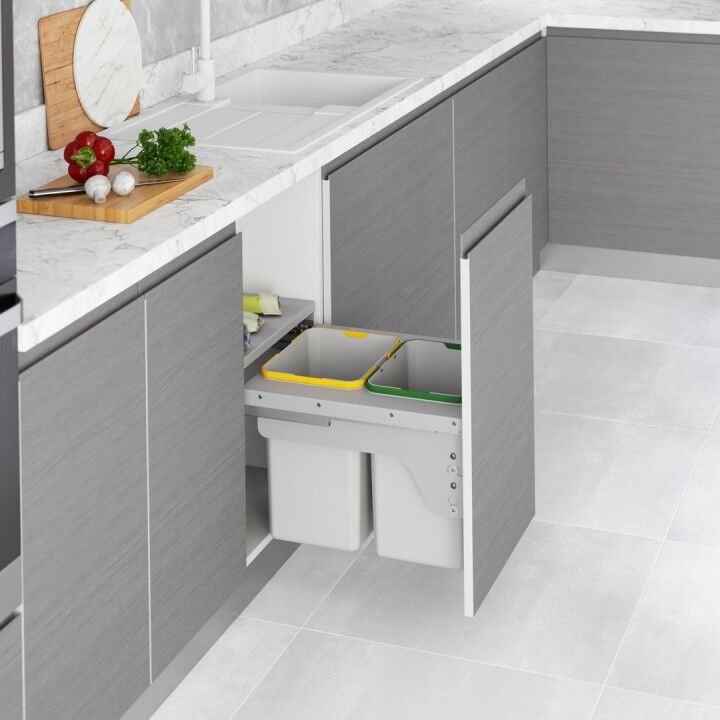Kapağa Monte Çöp Kovası Frenli 450 mm Gri