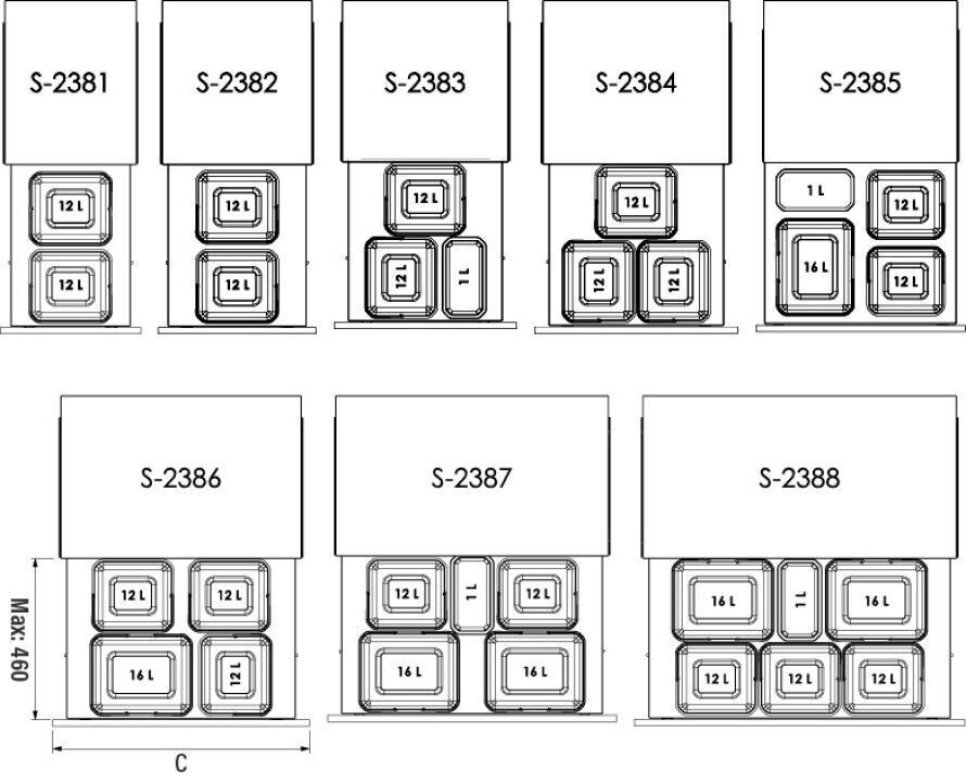 Kapağa Monte Çöp Kovası Frenli 500 mm