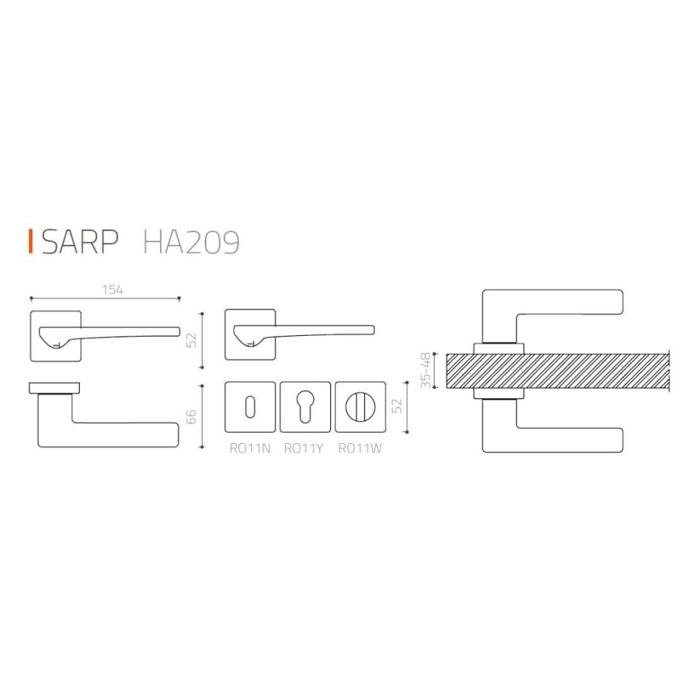 System SARP Rozetli Kapı Kolu Siyah Renk (HA209RO11 AL6) WC