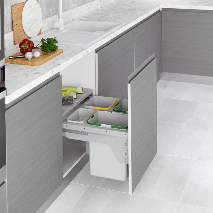 Kapağa Monte Çöp Kovası Frenli 600 mm