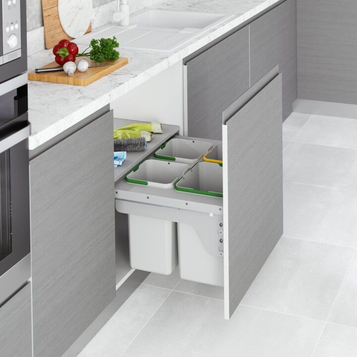 Kapağa Monte Çöp Kovası Frenli 700 mm Gri