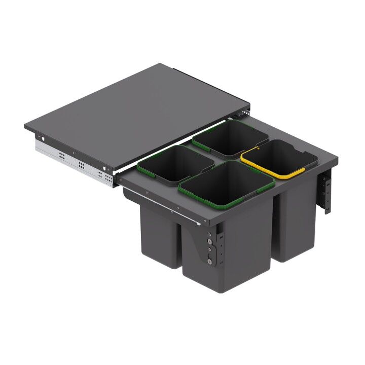 Kapağa Monte Çöp Kovası Frenli 700 mm Antrasit