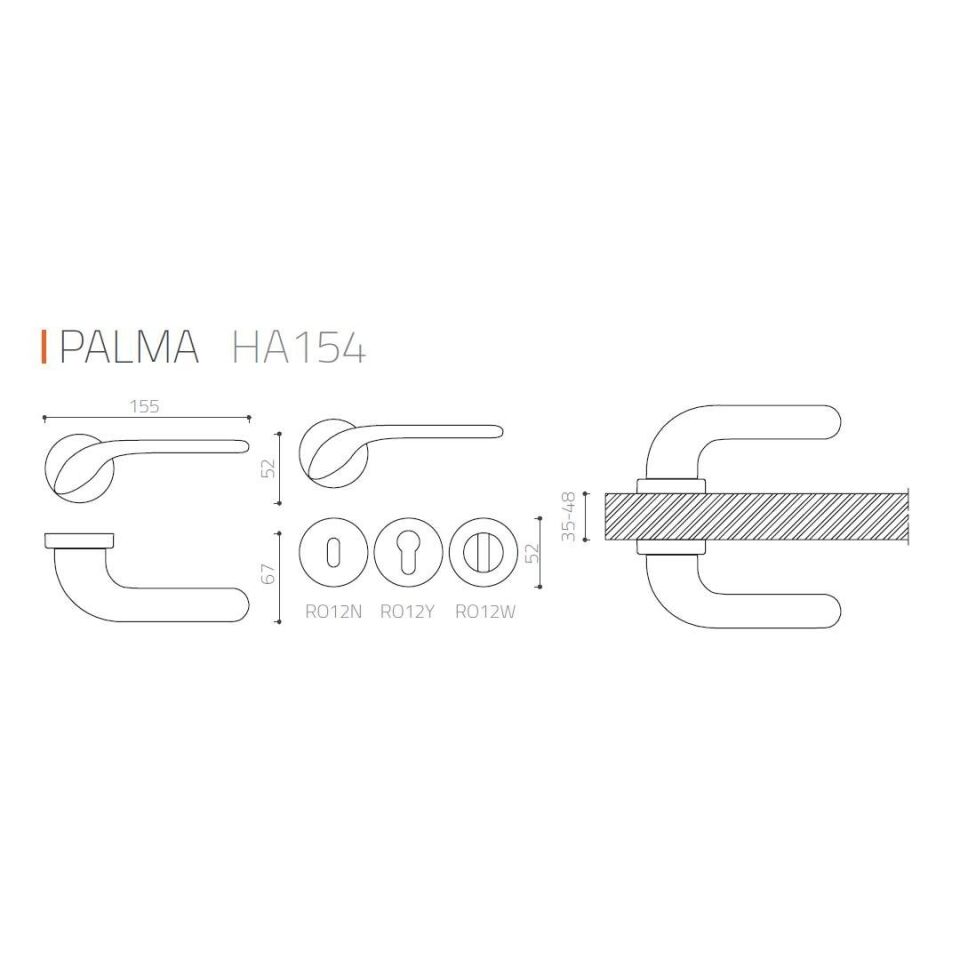 System PALMA Rozetli Kapı Kolu Füme Renk (HA154RO12 BBN)