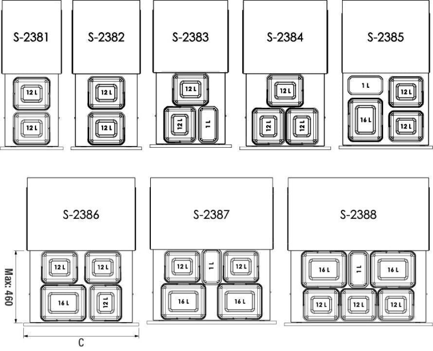 Kapağa Monte Çöp Kovası Frenli 900 mm