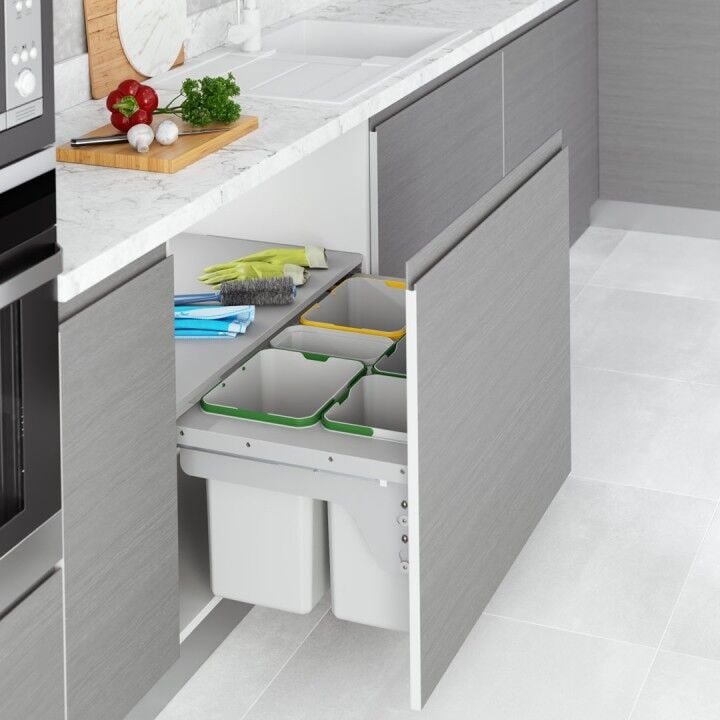 Kapağa Monte Çöp Kovası Frenli 900 mm