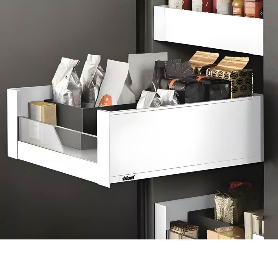 Blum Legrabox Pure C Önü Camlı İç Çekmece 40 Kg Blumotion İpek Beyaz