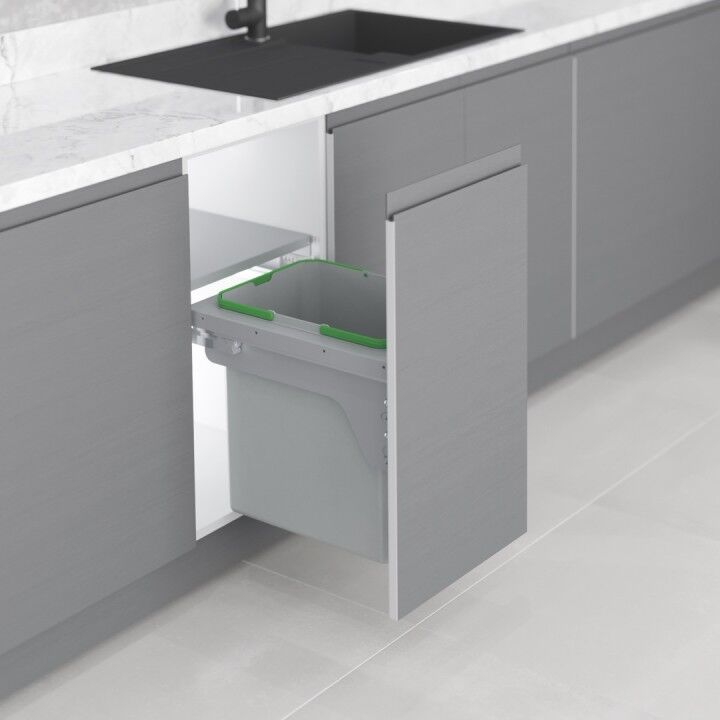 Kapağa Monte Çöp Kovası Frenli 35 Lt 400 mm Gri