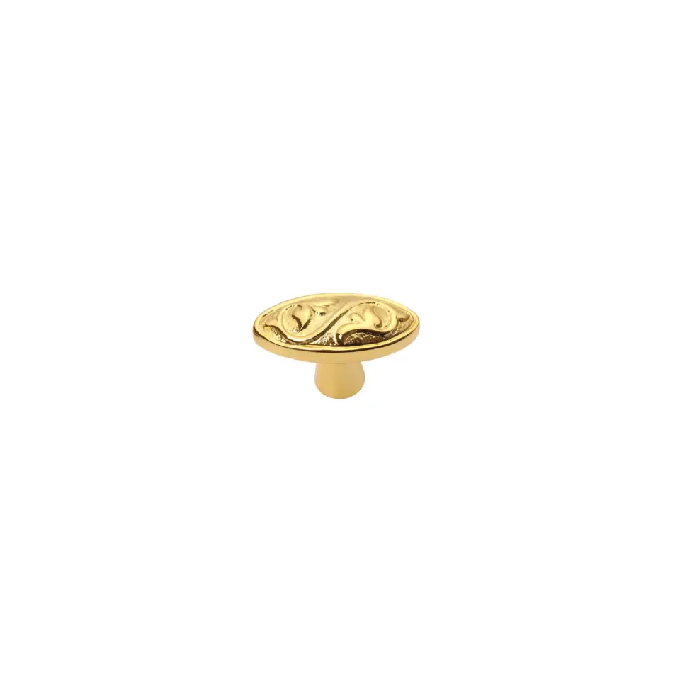 Vista D’oro Curl Desenli Düğme Kulp 24 Ayar Altın Kaplama