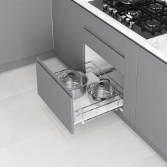 Ahşap Tablalı Kapağa Monte Çift Açılım Gizli Raylı Çekmece