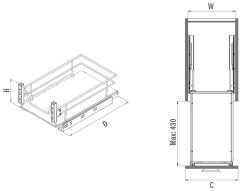 Ahşap Tablalı Kapağa Monte Çift Açılım Gizli Raylı Çekmece