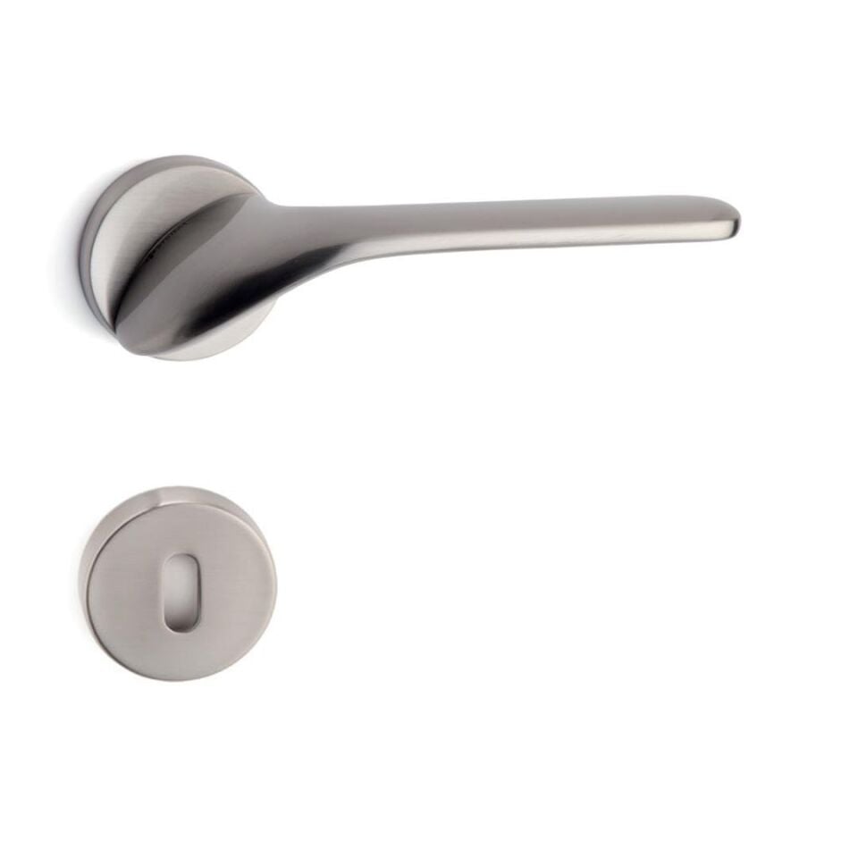 System PALMA Rozetli Kapı Kolu Nikel Saten Renk (HA154RO12 NB)