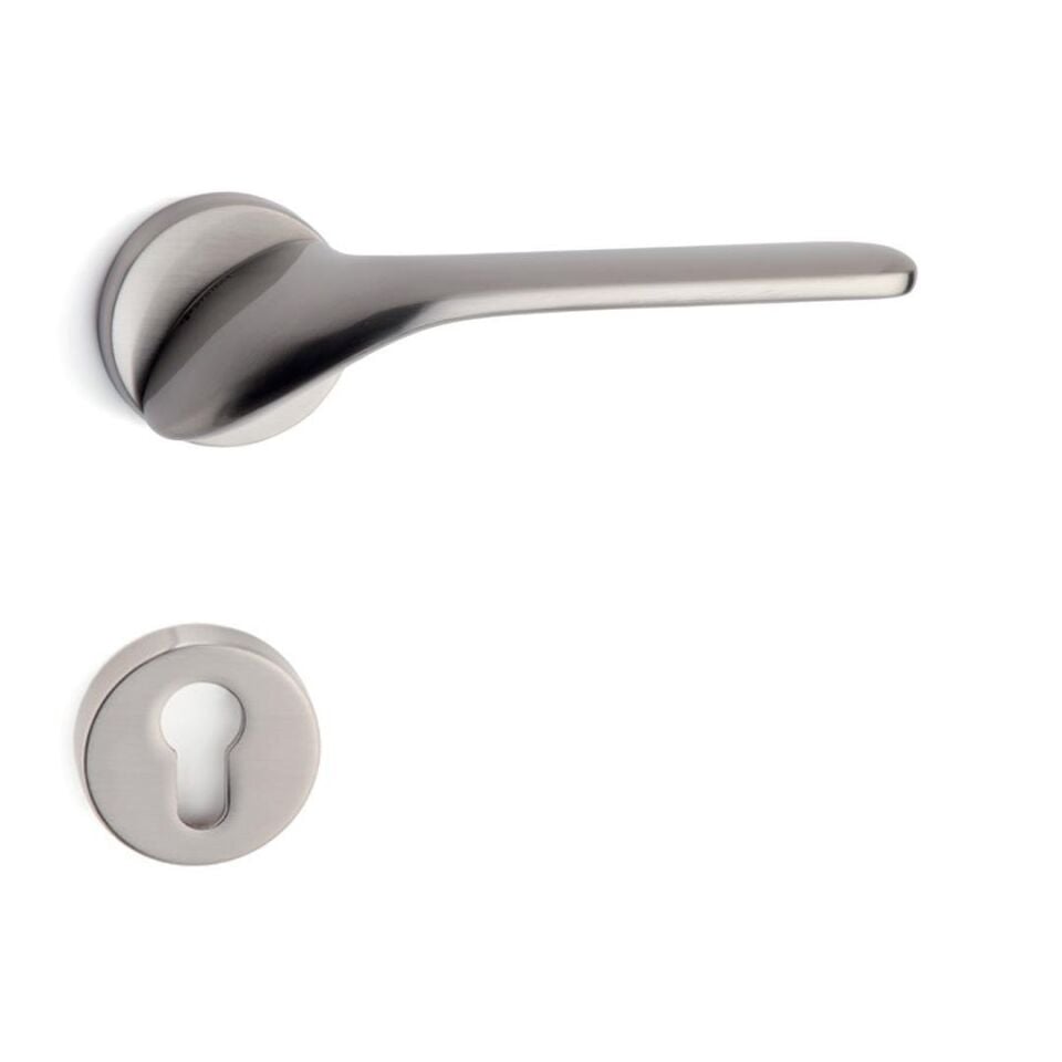 System PALMA Rozetli Kapı Kolu Nikel Saten Renk (HA154RO12 NB)