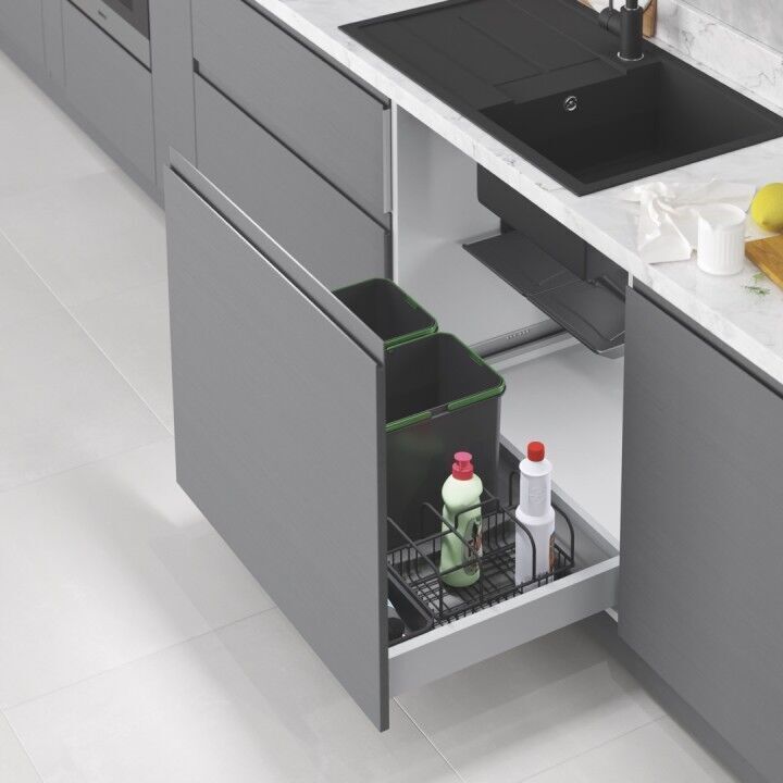 Çekmece İçi Çöp Kovası Taşınabilir Sepetli (Otomatik) 12+1+1 Lt Antrasit