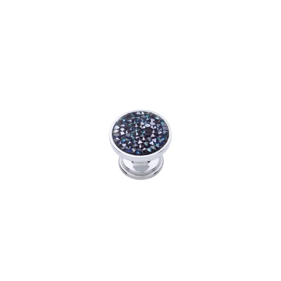 Vista D’oro Payet Mavi Swarovski Düğme Kulp – Krom