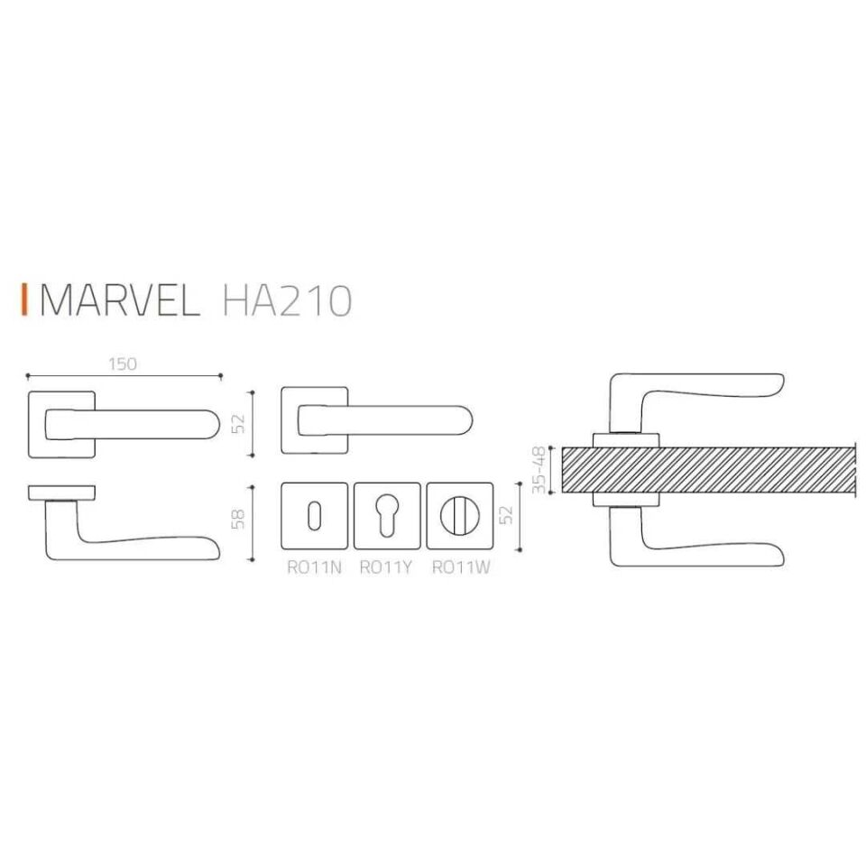System MARVEL Rozetli Kapı Kolu Siyah Renk (HA210RO12 AL6)