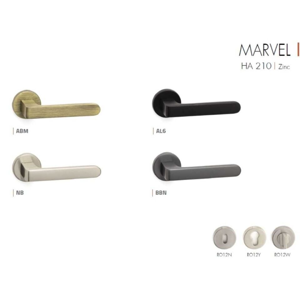 System MARVEL Rozetli Kapı Kolu Nikel Saten Renk (HA210RO12 NB) WC