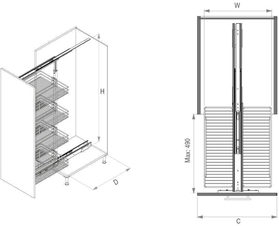 Teleskopik Kiler Tel 1850 - 2000 mm | 500 mm Kapak Uyumlu Antrasit