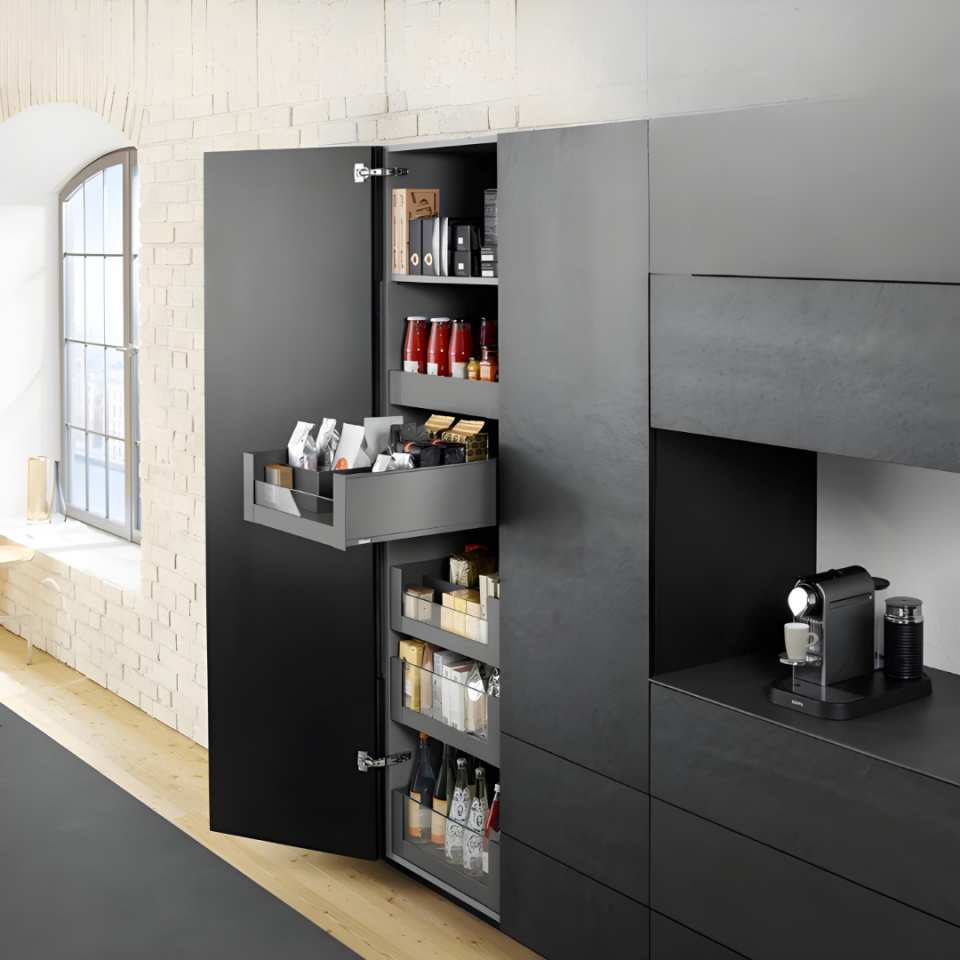 Blum Legrabox Pure C Önü Camlı İç Çekmece 70 Kg Blumotion Karbon Siyah