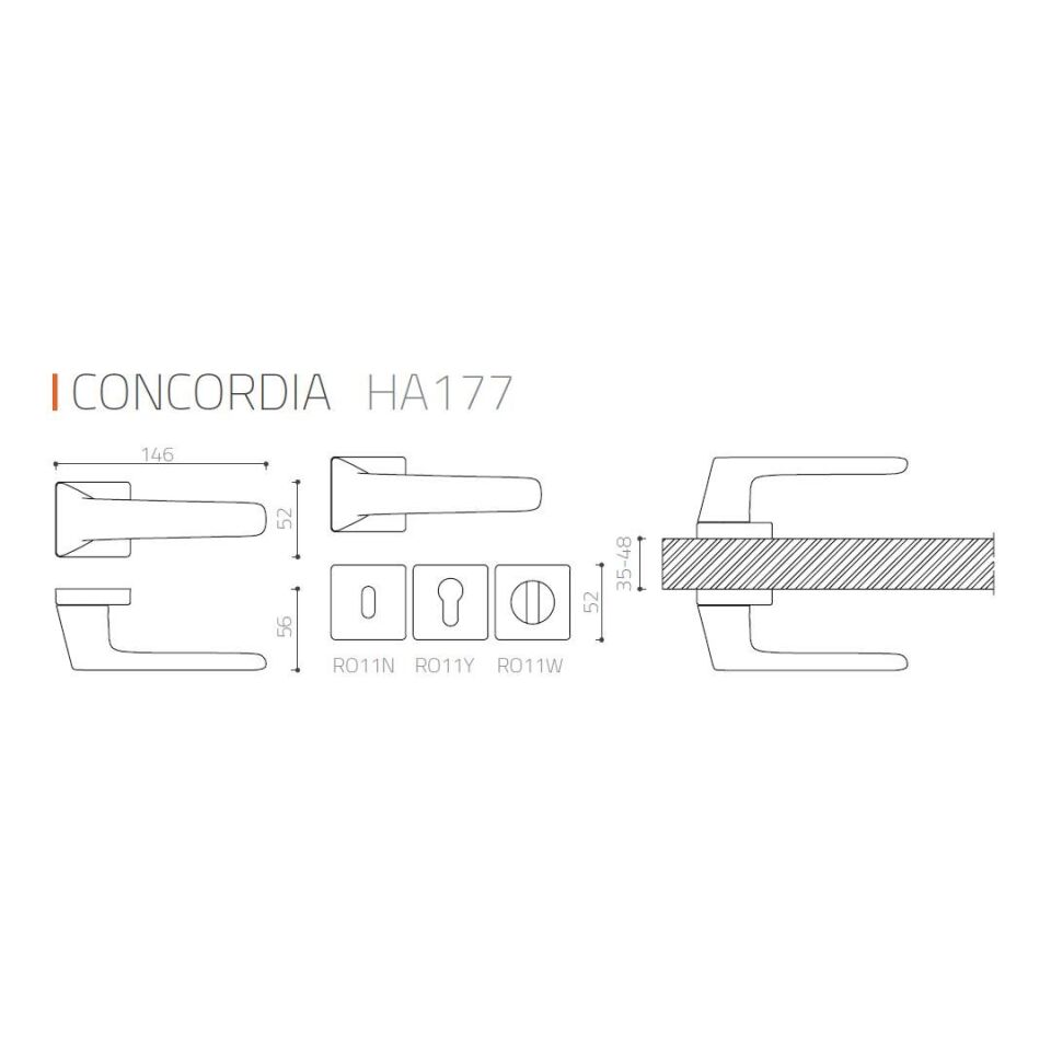 System CONCORDIA Rozetli Kapı Kolu Nikel Saten Renk (HA177RO11 NB) WC