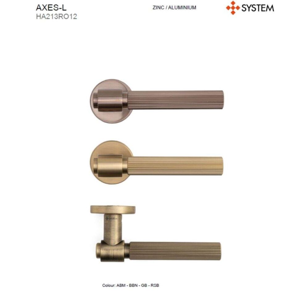 System AXES-L Rozetli Kapı Kolu Gold Renk (HA213RO12 GL)