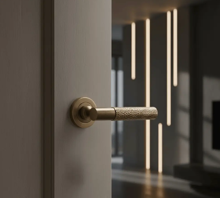 Bluu Rozetli Kapı Kolu Sarı Oksit