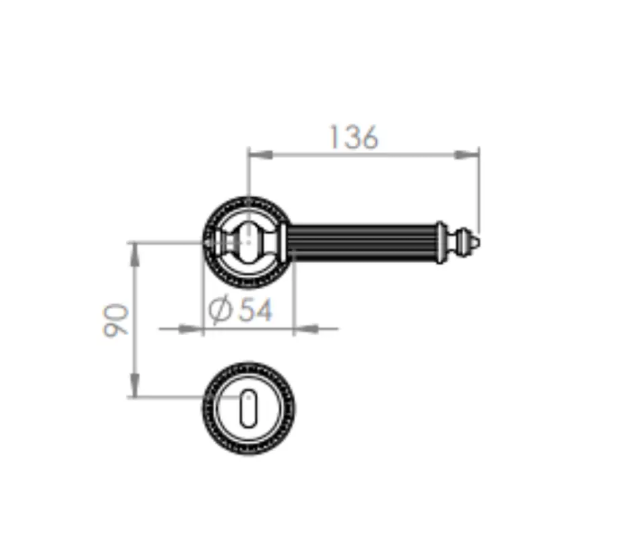 Antik serisi Rozetli Kapı Kolu 24 Ayar Altın Kaplama