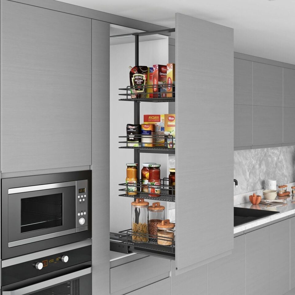 Gizli Raylı Frenli Kiler Tel 1400-1550 mm | 400 mm Kapak Uyumlu