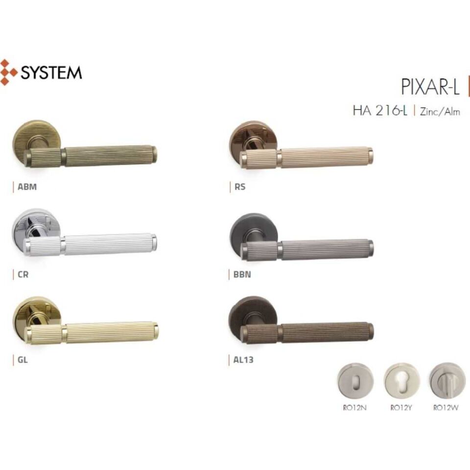 System PIXAR-L Rozetli Kapı Kolu Füme Renk (HA216LRO12 BBN)