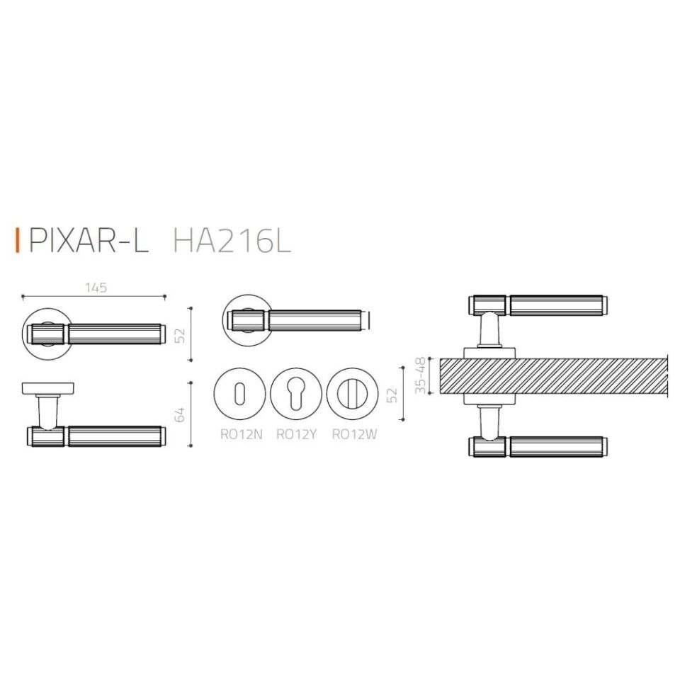System PIXAR-L Rozetli Kapı Kolu Füme Renk (HA216LRO12 BBN)
