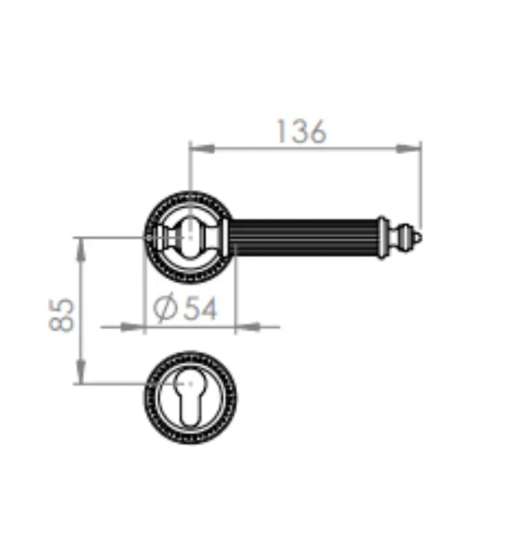 Antik serisi Rozetli Kapı Kolu Krom