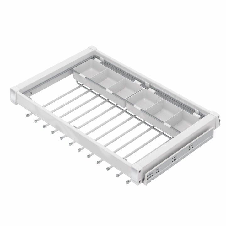 Gizli Raylı Alüminyum Fonksiyonel Pantolonluk 600 mm Beyaz - 800 mm