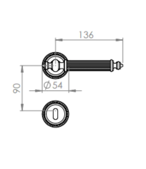 Antik serisi Rozetli Kapı Kolu Platin
