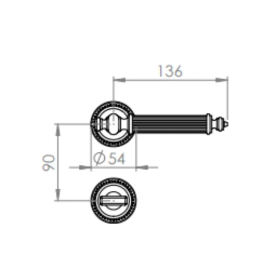 Antik serisi Rozetli Kapı Kolu Platin
