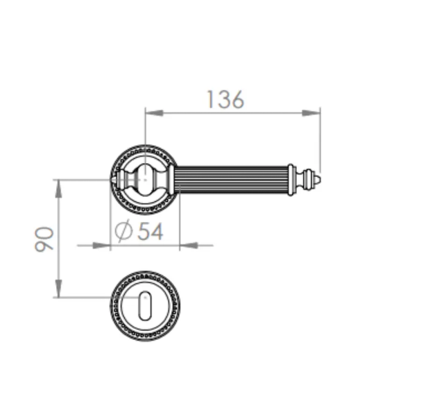 Antik Serisi Rozetli Kapı Kolu Altın Renk