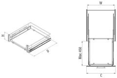 Kapağa Monte Teleskopik Raylı Çekmece