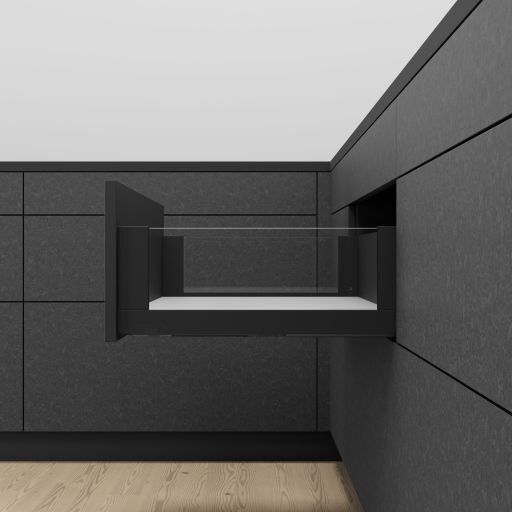 Blum Legrabox Free C Cam Yanaklı İç Çekmece 70 Kg Blumotion Karbon Siyah