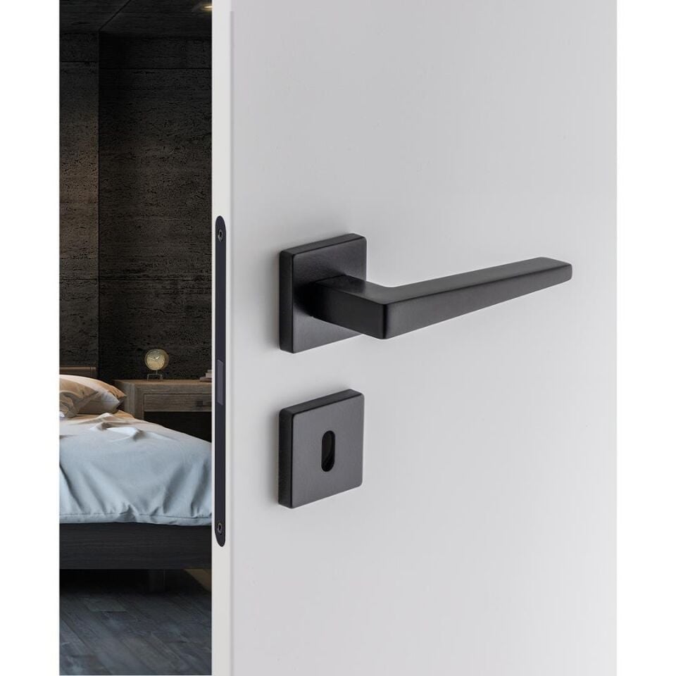 System VISION Rozetli Kapı Kolu Siyah Renk (HA207RO11 AL6) Yale