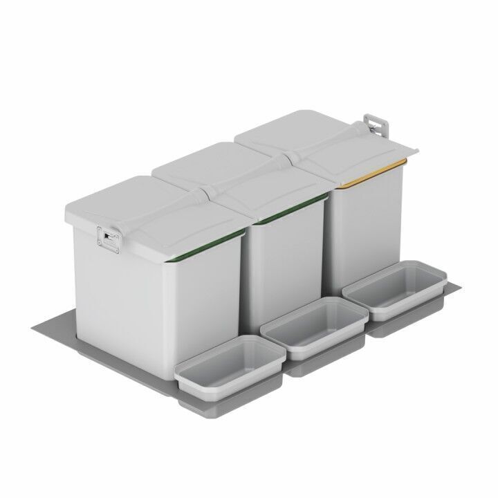 Çekmece İçi Çöp Kovası (Otomatik) 12+12+12+1+1+1  Lt Gri