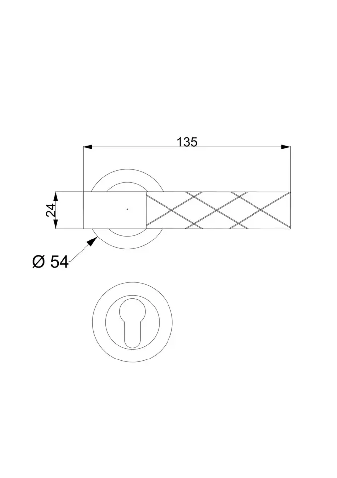 Modern İşlemeli Rölyef Rozetli Kapı Kolu Platin