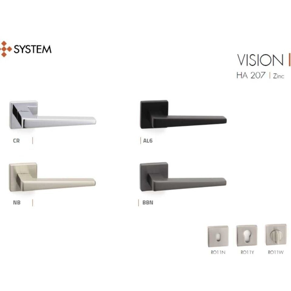 System VISION Rozetli Kapı Kolu Nikel Saten Renk (HA207RO11 NB)
