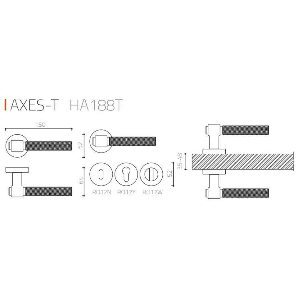 System AXES-T Rozetli Kapı Kolu Siyah Renk (HA188TRO12 AL6)